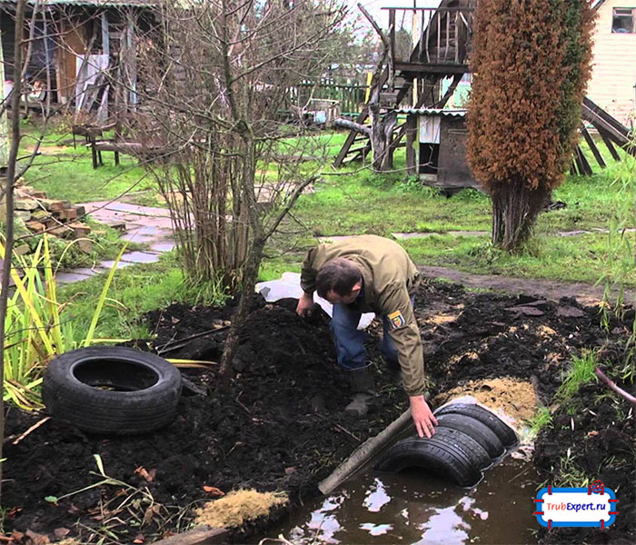 Септик из покрышек