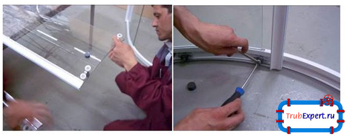 Настройка дверных роликов осуществляется регулированием винтов