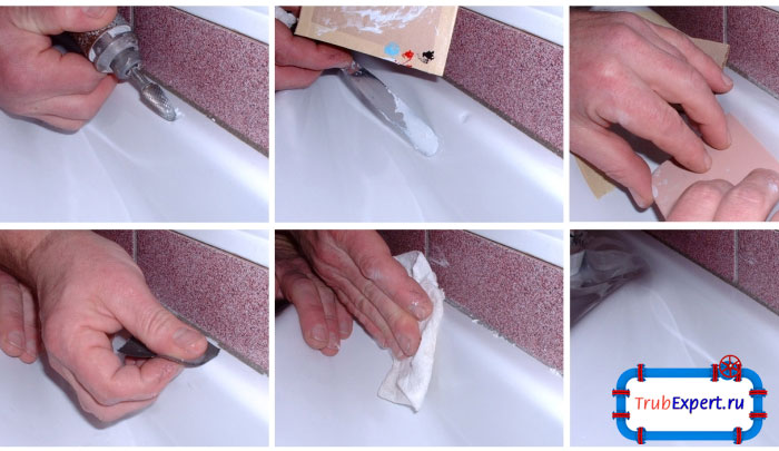 С помощью специальной шпаклевки можно заделать повреждения эмалированной поверхности