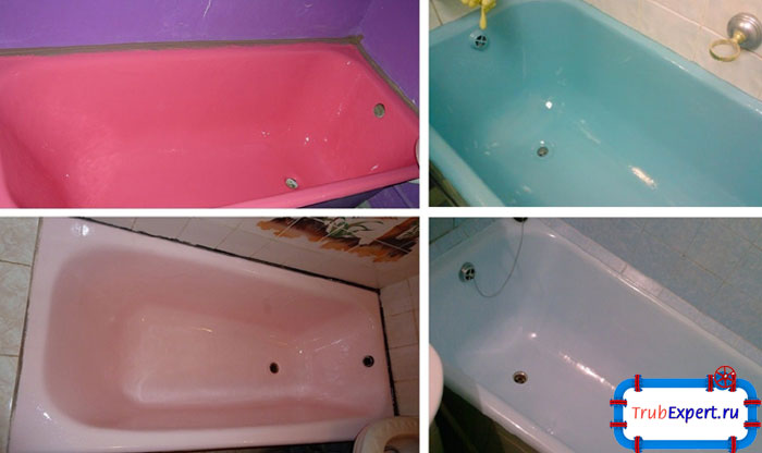 Эмаль, которую используют для реставрации ванн, можно подкрасить специальными пастами, что позволит получить любые оттенки