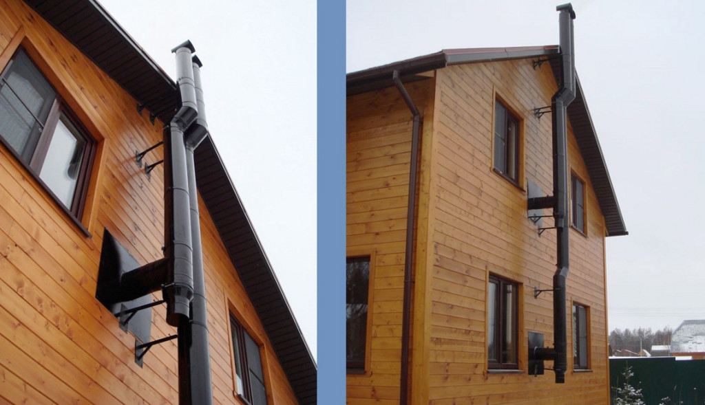 Дымоход снаружи здания